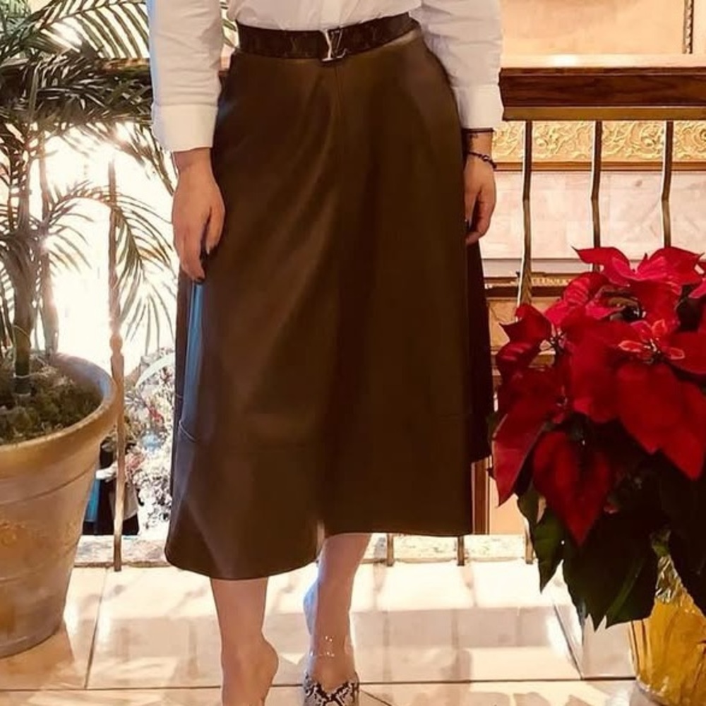 Primark Tan Midi A-Line Skirt for Work